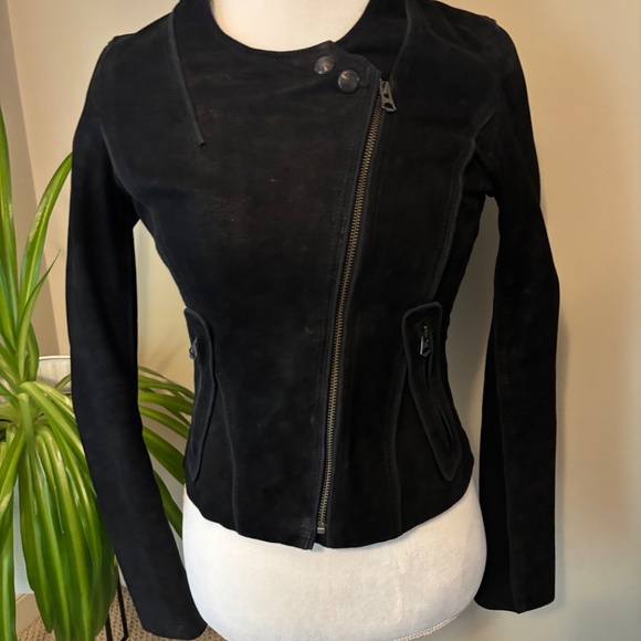 Ladies cropped leather jacket - Picture 2 of 4